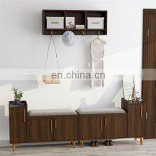 Wooden Shoe Cabinet Rack Bench With Storage Soft Seat Cushion thumbnail-5