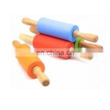 High Quality Baking Non-stick Surface Wooden Handle, Silicone Rolling Pin