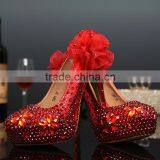 C71582A Flower Design White Crystal and Red Wedding Shoes thumbnail-3
