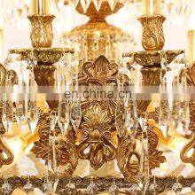 Modern Hotel Copper Luxury Hanging Lights Gold Brass Large Crystal Chandelier thumbnail-3