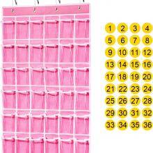 36 Clear Pockets Classroom Pocket Chart for Cell Phones,Pocket Chart Organizer for Calculator Holder With 36 Number Sticker Classroom Hanging Cell Phones Organizer thumbnail-2