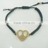 FASHION BRAIDED HEART PEACE ADJUSTABLE BRACELET thumbnail-1
