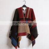 Wholesale New Winter Thicked Classical Assorted Color Plaid Jacquard Ladies Wool Poncho Quality Choice thumbnail-3