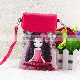 Wholesale pu Lovely Cartoon Girl Mini Crossbody Cell Phone Bag thumbnail-1