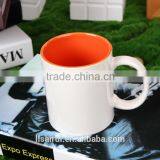 11 oz Inner Colored Outside White Ceramic Coffee Mugs for Wholesale thumbnail-1
