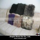 Factory wholesale Genuine mongolian lamb fur cushion for home decoration
