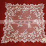 2015 New Design Sheer Beaded Lace Table Cloth Pure White