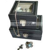 Luxury PU Leather Seeing-through Top Wooden Watch Boxes With 2- 3 Slots thumbnail-6