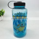 2016 new style 1 L plastic water bottle translucent blue travel bottle with carry handle 100% BPA free