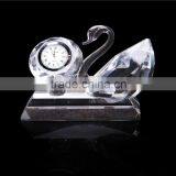 Wholesale Fancy Crystal Diamond Shape Clock with Clear Swan For Sports Souvenir