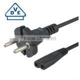 VDE Approval 2 Pin European ac Standard Power Cord