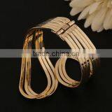 Yellow Gold Plated Statement Punk Fashion Metal Opening Cuff Bangle Bracelet thumbnail-4