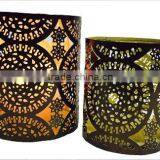 Set of 2 Cut Out Metal Hurricane Candle Holders