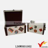 French Paint Vintage Wood Suitcase Decorated