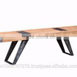 Large Bench With Mango Wood Top And Iron Metal Base