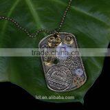 2015 Yiwu Fashion Imitation Jewelry Steampunk Necklace Dog Tag Gear Steam Key Butterfly Pendant Cameo Statement Necklace thumbnail-1