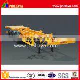 Phillaya 2 or 3 Axle Shipping Container Trailers 20ft 53feet Skeleton 40 ft Flatbed Container Semi Trailer for Sale thumbnail-5