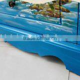 Mediterranean Style Liquor Cabinet, Sailing Boat Handpainting Wooden Drinks Cabinet, Pastoral Living Room Showcase (BF01-X1151) thumbnail-5