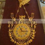 Antique Luxury Brass Wall Hanging Clock, Brass With 24K Gold Plated Home Decorative Wall Clock, Bronze Mounted Clock thumbnail-5