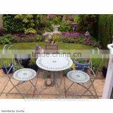 Lovely Stylish Wrought Iron Patio Set Outdoor Furniture 2 Chairs 60cm Round thumbnail-5