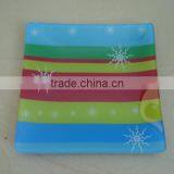 Colorful Flower Printing Glass Square Plate thumbnail-6