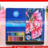 Factory Wholesale Anti Breaking Soft Core Matel Box 24 Pcs Wood Water Colored Drawing Pencils thumbnail-1