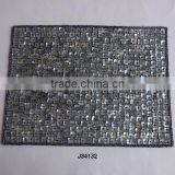 Grey Mother of Pearl With Glass Bead Border Table Mats With Patterns Available in More Colours