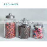 Stripe Design Home Storage Cylinder Glass Cans With Easy Open Lid thumbnail-2