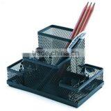 4 Compartments Black Metal Mesh Collection Supply Caddy Desk Organizer thumbnail-2