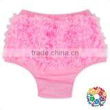 Wholesale Baby Summer Clothes Plain Pink Chiffon Ruffle Bloomers Diaper Cover Cotton Baby Bloomers thumbnail-4