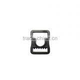 5/8" Chin Strap Buckle, Plastic Adjustable Buckle With Teeth, Plastic Adjustable Loop With Teeth in Black thumbnail-1