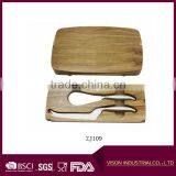 4 Pieces Set Cheese Knives With Bamboo Wood Handle Steel Stainless Cheese Slicer Cheese Cutter (Round Bamboo Handle) thumbnail-3