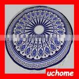UCHOME High Quality Custom Beach Blanket Reactive Printed Circular 100% Cotton Tassel Beach Towel Round thumbnail-1