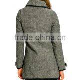 High Quality New Model Charcoal Gray Wool Blend Women's Coat thumbnail-5
