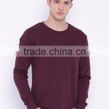 Maroon Sweatshirt Round Neck Long Sleeves Custom Color Plain Mens Casual Autumn Sweater 260G Cotton Fleece Fashion Solid Sweater thumbnail-2