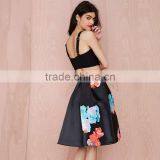 MGOO 2016 Brand Design Custom Floral Umbrella Skirts For Women High Waist Black Beauty Up Skirt 15145A216 thumbnail-5