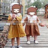 Beautiful Kids Model Dresses Ruffle Dress Children Long Sleeve Linen Design thumbnail-4