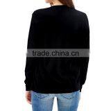 New Arrival Long Sleeve Loose Style Cotton Button up Black Cardigan Women thumbnail-3