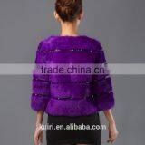 2016 Winter New Arrive Female Natural Fox Fur Coat With Rex Rabbit Fur Sleeve Outerwear 4 Colors Elegant Quality FurJacket Cloth thumbnail-3