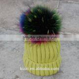 Wholesale Beanie Hats With Raccoon Fur Ball for Lady thumbnail-6