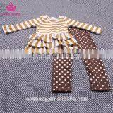 Mustard White Stripy Cardigan And Coffee Polka Trousers Girl Sweet Spring Clothing Sets LBYTZ001-40 thumbnail-4