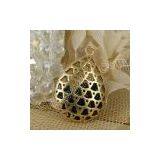 Drop Hollow Brass Charm Pendant With Rhinestone Inside thumbnail-2