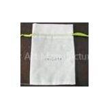 Recycled White Small Cotton Drawstring Pouch Bags For Kids Silkscreen