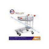 Zinc Plated Folding Warehouse Hand Trolley With Four Wheels For Supermarket