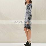 Tie Dye Tunic Dress Long Sleeve Ruffle Tunic Soft Dress With Cutout Detail On Back Backless T-shirt thumbnail-3