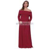 Kate Kasin Sexy Womens Maternity Long Sleeve Off Shoulder Long Maxi Dress Wine Red Maternity Dress KK000677-1 thumbnail-5