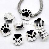 Custom Charm Beads Silver Tone Black Enamel Dog Paw Beads thumbnail-3