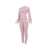 Casual Women Long Sleeves Back Zippers Bodysuit Skinny Raised Lines Pattern Outdoor Wear Stacked Jumpsuits thumbnail-6