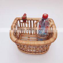 Hot Sale Handcrafted Rattan Front Bicycle Basket Wicker Bike Basket With Cup Holder Cheap Wholesale Made in Vietnam thumbnail-2