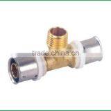 brass press fitting male tee for manifold pex-al-pex pipe